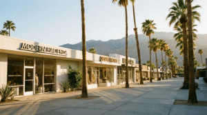 Uptown Design District Palm Springs mid-century streetscape near adults-only boutique hotel
